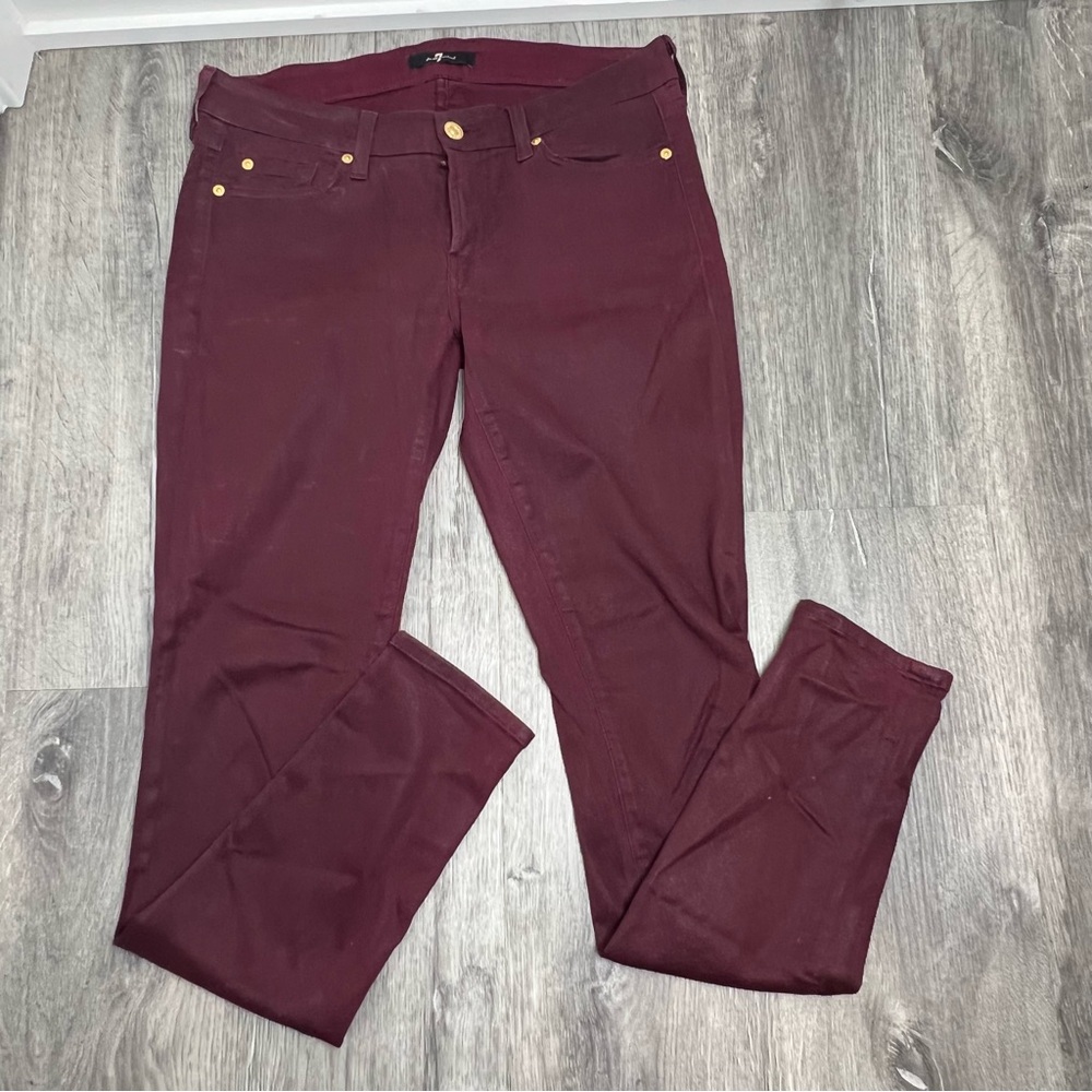7 For All Mankind Burgundy Skinny Denim Pants
